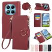 Redmi Note 14 Pro 4G Leather Wallet Case with Crossbody Strap - Red - 1