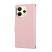 Redmi Note 14 4G Pink Leather Wallet Phone Case with Crossbody Strap - 3