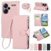 Redmi Note 13 Pro+ Pink Leather Wallet Case with Crossbody Strap - 1