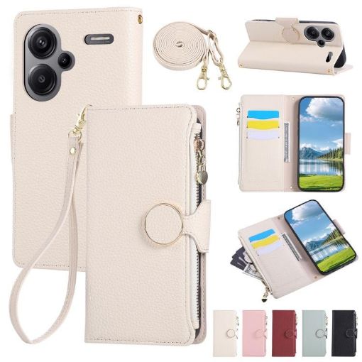 Redmi Note 13 Pro+ Leather Wallet Case with Crossbody Strap - White - 1