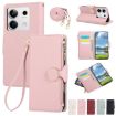 Redmi Note 13 5G Pink Leather Wallet Case with Crossbody Strap - 1