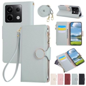 Redmi Note 13 Pro 5G Sky Blue Leather Wallet Case with Strap - 1