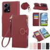Red Leather Wallet Phone Case for Redmi Note 12 Pro 5G with Strap - 1