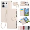Redmi Note 13 4G Leather Wallet Phone Case with Crossbody Strap - White - 1