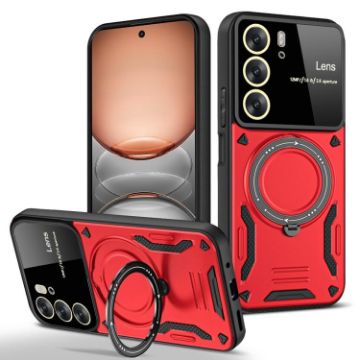 Realme C75 4G Red MagSafe Holder Phone Case with Large Window - 1