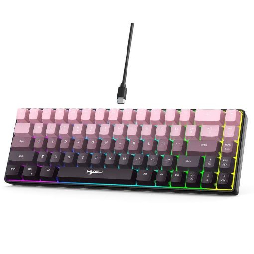 HXSJ V200 Pink 68-Key RGB Backlight Wired Membrane Keyboard - 1