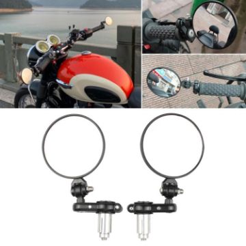 2pcs Folding Motorcycle Handlebar Rearview Mirrors Round Black - 1