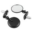 2pcs Folding Motorcycle Handlebar Rearview Mirrors Round Black - 4