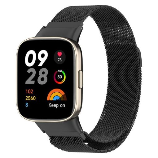 Redmi Watch 3 Milanese Magnetic Metal Mesh Band - Black - 1