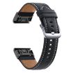 Garmin Fenix 7/7X/6X 22mm Silver Buckle Leather Watch Band (Black) - 1