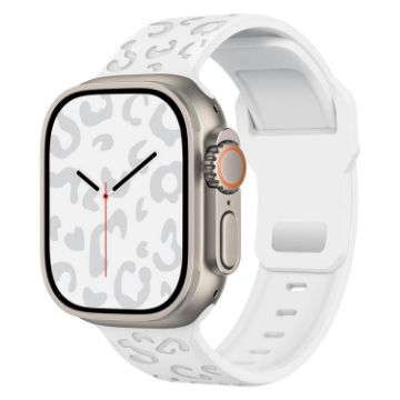Leopard Silicone Watch Band for Apple Watch 46/49/45/44mm - White Buckle - 1