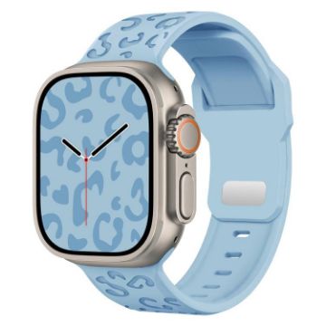 Leopard Silicone Watch Band Light Blue for Apple Watch 46/49/45/44mm - 1