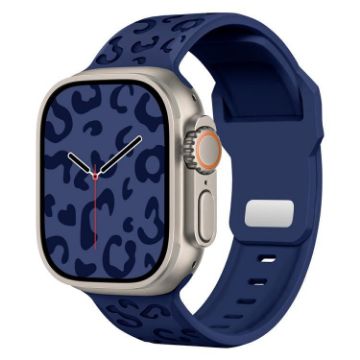 Leopard Silicone Watch Band for Apple Watch 42/41/40/38mm - Midnight Blue - 1