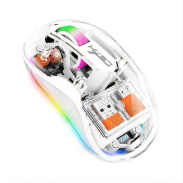 HXSJ M333 Transparent Wireless Mouse - Three Modes, White - 1