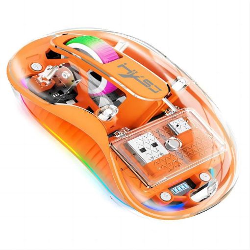HXSJ M333 Transparent Wireless Mouse - Three Modes, Orange - 1