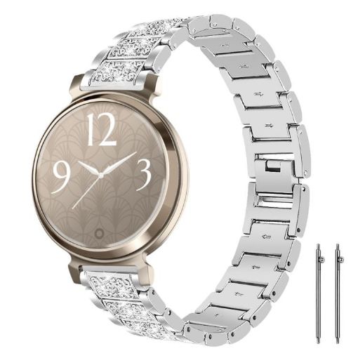 14mm Silver Steel Watch Band for Garmin Lily 2 with Diamond Jewelry - 1
