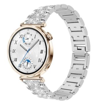 18mm Silver Diamond Steel Watch Band for Huawei GT5/GT4 41mm/OPPO X2 Mini - 1