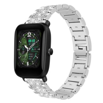 Amazfit Bip U/Lite/Bip 3 Pro 20mm Diamond Steel Watch Band Silver - 1
