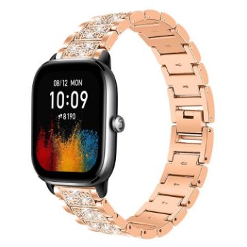 Amazfit GTS4 Mini/GTS3/2/2E/GT2 Mini Diamond Steel Watch Band Rose Gold - 1