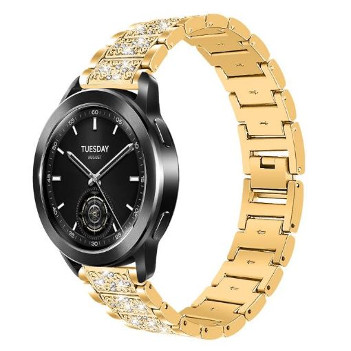 22mm Gold Diamond Steel Band for Xiaomi Watch S3/2 Pro/S2/S1 - 1
