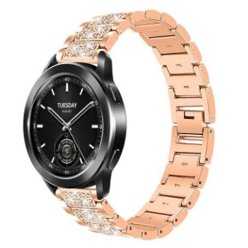Rose Gold 22mm Diamond Steel Watch Band for Xiaomi S3/2 Pro/S2/S1 - 1
