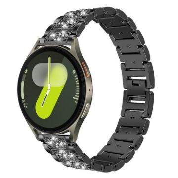 Samsung Galaxy Watch7/FE/6/5/4 Diamond Jewelry Steel Band Black 20mm - 1