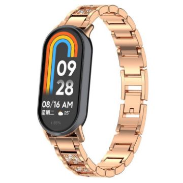 Xiaomi Smart Band 10/9/8/NFC Diamond Stainless Steel Watch Band Rose Gold - 1