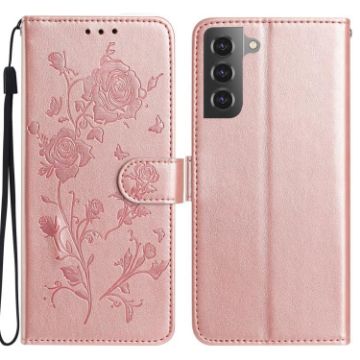 Samsung Galaxy S21+ 5G Rose Gold Leather Case with Flower Embossing - 1