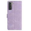 Samsung Galaxy S21+ 5G Light Purple Rose Embossed Leather Case - 3