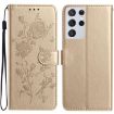 Samsung Galaxy S21 Ultra 5G Rose Flower Embossed Leather Case Gold - 1