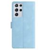 Samsung Galaxy S21 Ultra 5G Leather Case Rose Flower Embossing Sky Blue - 3