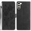 Samsung Galaxy S23 5G Black Rose Flower Embossed Leather Phone Case - 1