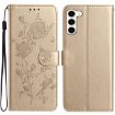 Samsung Galaxy S23+ 5G Gold Rose Embossed Leather Phone Case - 1