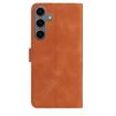 Samsung Galaxy S25 5G Brown Leather Case with Rose Flower Embossing - 3