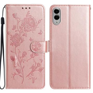 Samsung Galaxy S25 Edge 5G Rose Flower Leather Case Rose Gold - 1