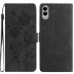 Samsung Galaxy S25 Edge 5G Black Leather Case with Rose Flower Pattern - 1