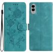 Samsung Galaxy S25 Edge 5G Green Rose Embossed Leather Phone Case - 1