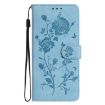 Samsung Galaxy S25+ 5G Sky Blue Rose Embossed Leather Phone Case - 2