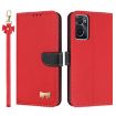 OPPO A36/A76/A96 Red Leather Phone Case with Hand Strap & Metal Bow - 1