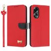 OPPO A58 4G Global Red Leather Phone Case with Hand Strap - 1