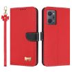 OPPO Reno7 A/Reno9 A Red Leather Phone Case with Metal Bow & Hand Strap - 1