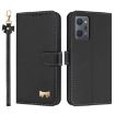 OPPO Reno7 A/Reno9 A Black Leather Phone Case with Metal Bow & Strap - 1