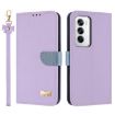 OPPO Reno12 5G Global Purple Leather Phone Case with Hand Strap - 1