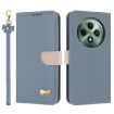 OPPO Reno12 F Global Light Blue Leather Phone Case with Hand Strap - 1