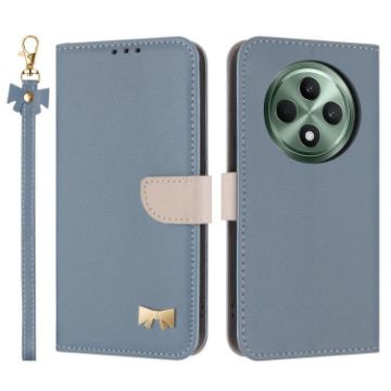OPPO Reno12 F Global Light Blue Leather Phone Case with Hand Strap - 1
