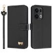 OPPO Reno13 Pro 5G Black Leather Phone Case with Hand Strap - 1