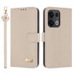 OPPO Reno13 Pro 5G Leather Phone Case with Hand Strap - Apricot - 1