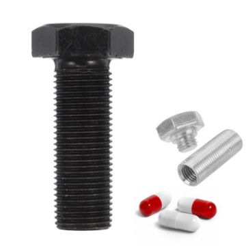 Hexagonal Black Portable Screw Medicine Storage Tank Pill Box - 1