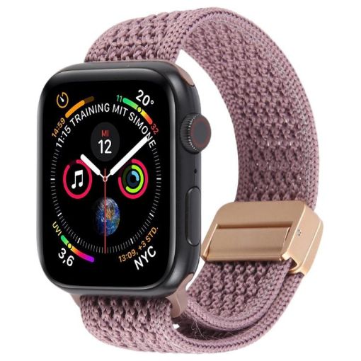Magnetic Buckle Nylon Watch Band for Apple Watch 46/49/45/44mm - Smoky Purple - 1