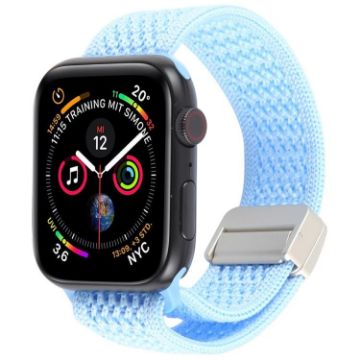 Apple Watch Band 46/49/45/44mm Magnetic Buckle Nylon Light Blue - 1